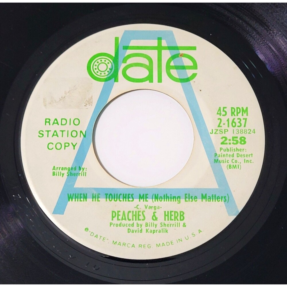 Peaches & Herb ‎When He Touches Me / Thank You 45 RPM Date Promo VG+ Soul '68